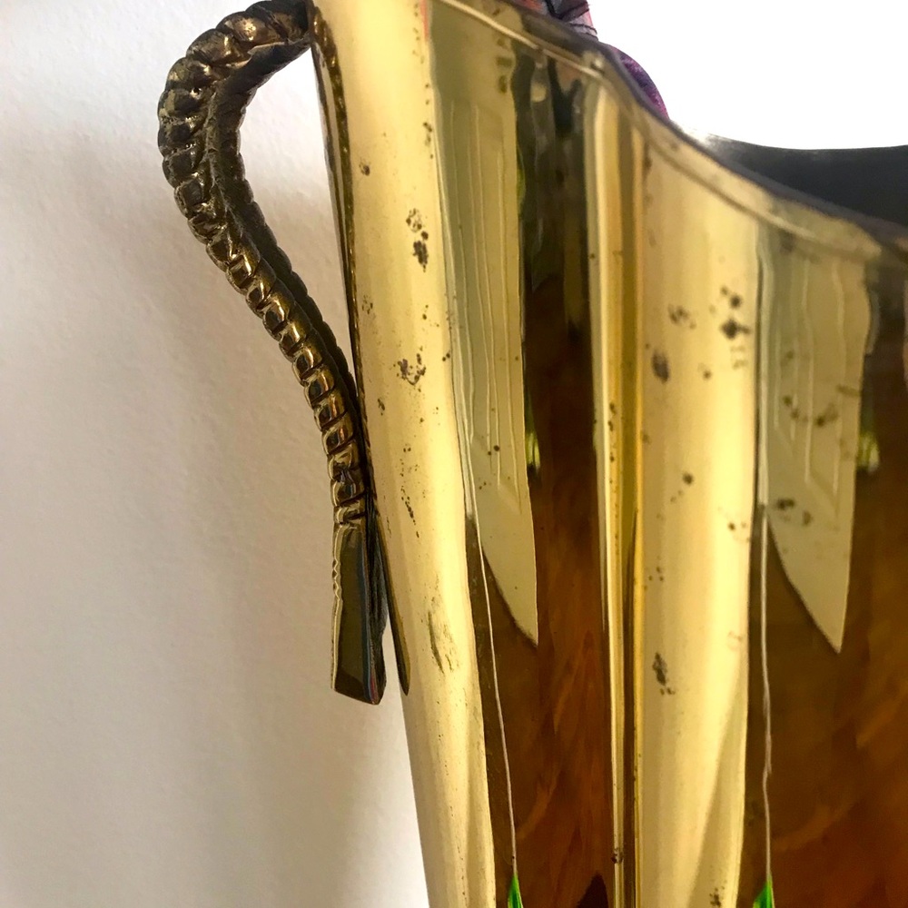 Vintage Brass Umbrella Stand Scalloped Detailing - Picture 2 of 7